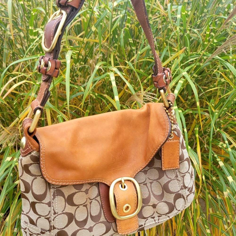Vintage Brown Leather Coach Shoulder Purse